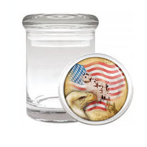 Vintage American Flag D8 Odorless Air Tight Medical Glass Jar Container Usa - $12.95