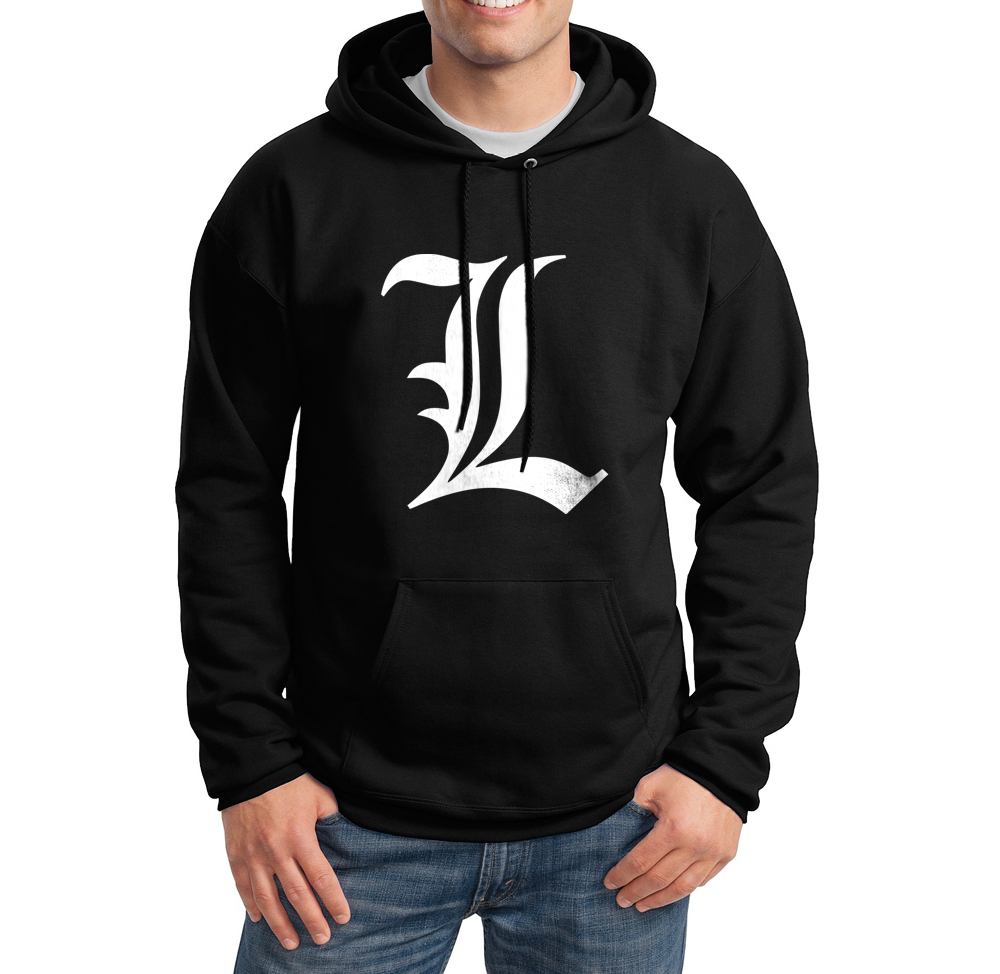 L Death Note Anime manga ryuk shinigami Unisex pullover hoodie Black S