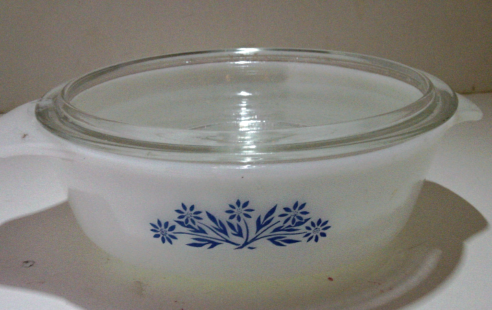 Vintage Anchor Hocking Fire King Cornflower Blue 1 Quart Casserole Dish Ovenware 1938