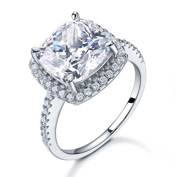 5 Carat Cushion Cut Created Diamond Wedding Engagement Ring 925 Sterling Silver