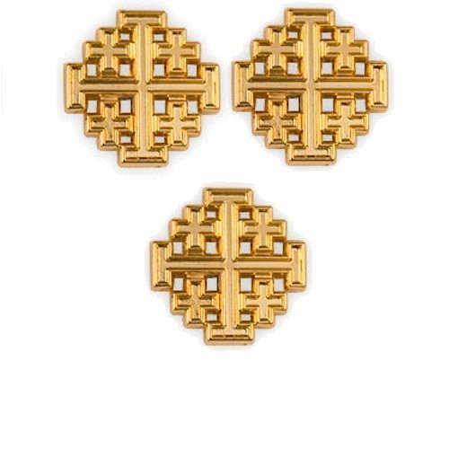 Gold Jerusalem Cross Lapel Pins (3 Pins) Gold Plated Christian