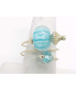 BLUE ART GLASS Wrap Around RING in STERLING Silver - Artisan Crafted - $45.00