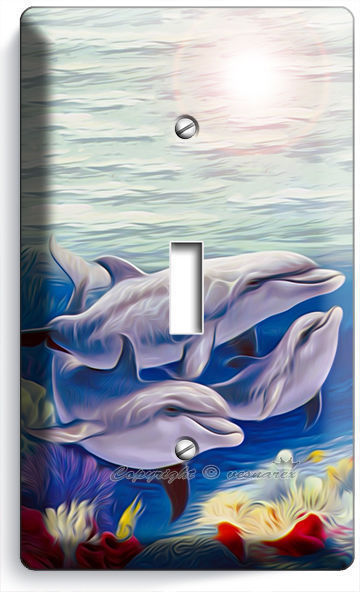 DOLPHINS FAMILY SINGLE LIGHT SWITCH WALL PLATE COVER LIVING ROOM BEDROOM DECOR