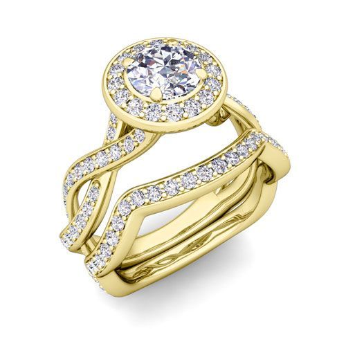 14K Yellow Gold Over Sterling Silver 1/5Ct Round Cut Diamond Bridal