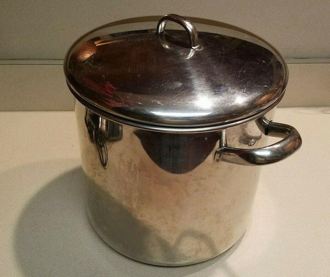Revere Ware 86A Stainless Steel 12 Qt Disc Bottom Stock Pot with Lid