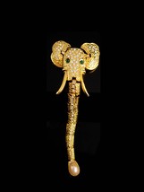 BIG 7&quot; moveable elephant brooch - hinged ears - good luck gift - hinged ... - $85.00