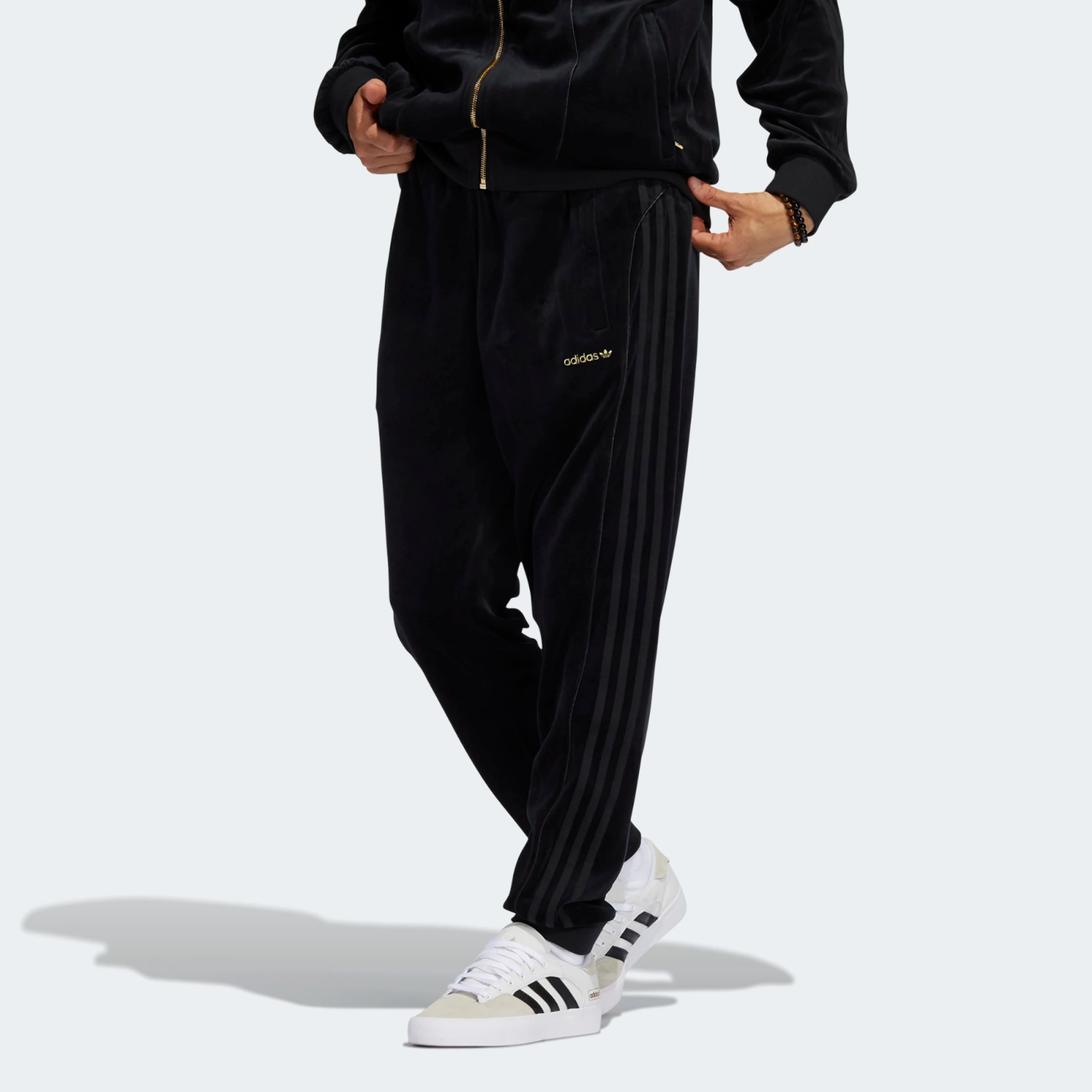 Adidas Originals Mens SPRT Velour 3-Stripes Pants Black