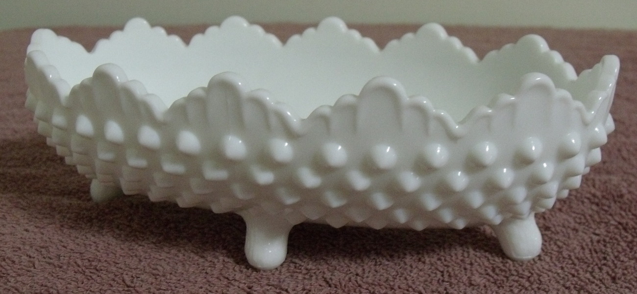 Fenton White Footed Hobnail Milk Glass Candy Dish Serving Bowl Home Décor
