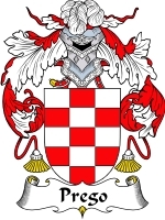 Prego Family Crest / Coat of Arms JPG or PDF Image Download