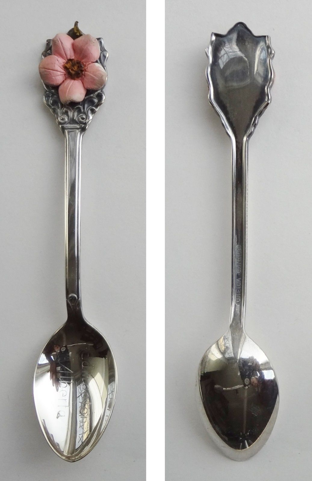 Collector Souvenir Spoon Canada Alberta Edmonton Wild Rose Spoons