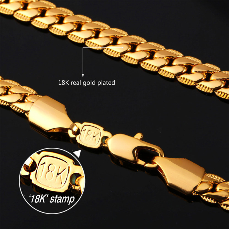 Trendy 18K Stamp Real Gold Plated Chain Necklace Bracelet African ...