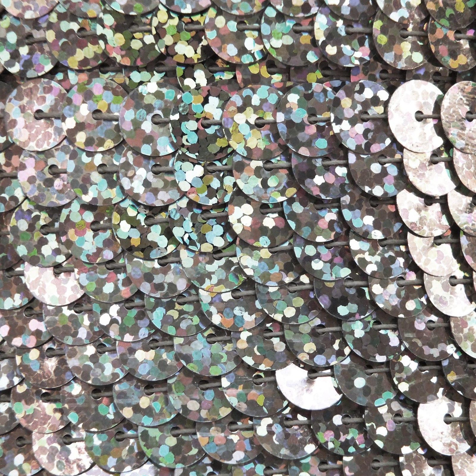 Made in USA. Sequin Trim Pale Crystal Iris Rainbow 8mm flat strung by the yard