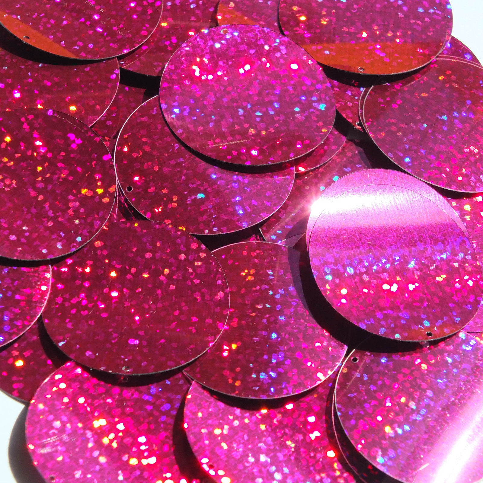 Fuchsia Pink Glitter Sparkle Sequin Round 1.5 inch Large Couture