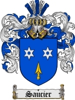 Saucier Family Crest / Coat of Arms JPG or PDF Image Download