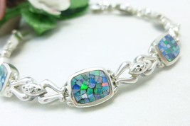 Sterling Australian Square Opal Doublet Mosaic Bracelet 7.25&quot; - $79.00