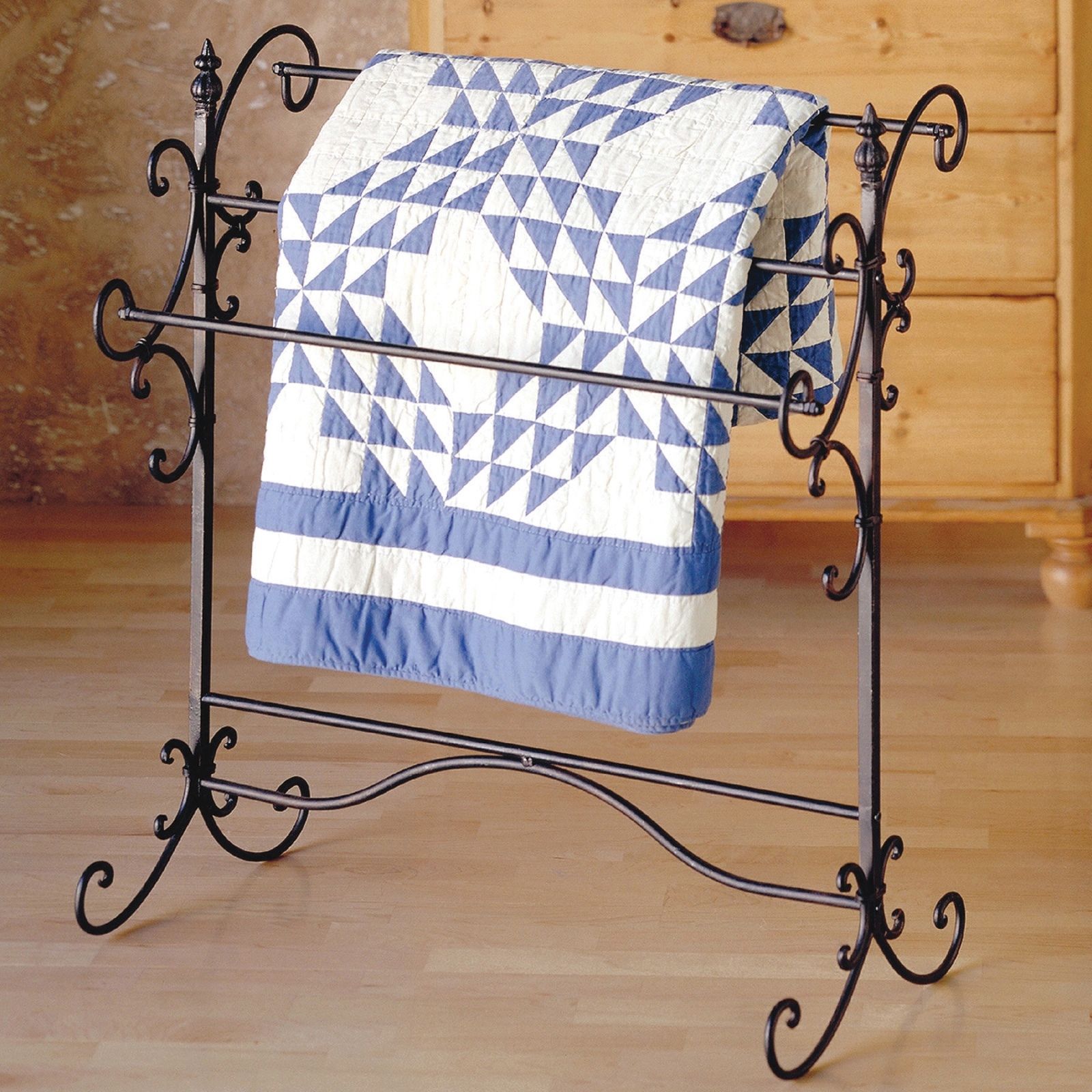 Iron Quilt Rack Vintage Wrought Display Stand Hanger Holders Home