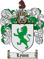 Lyons Family Crest / Coat of Arms JPG or PDF Image Download