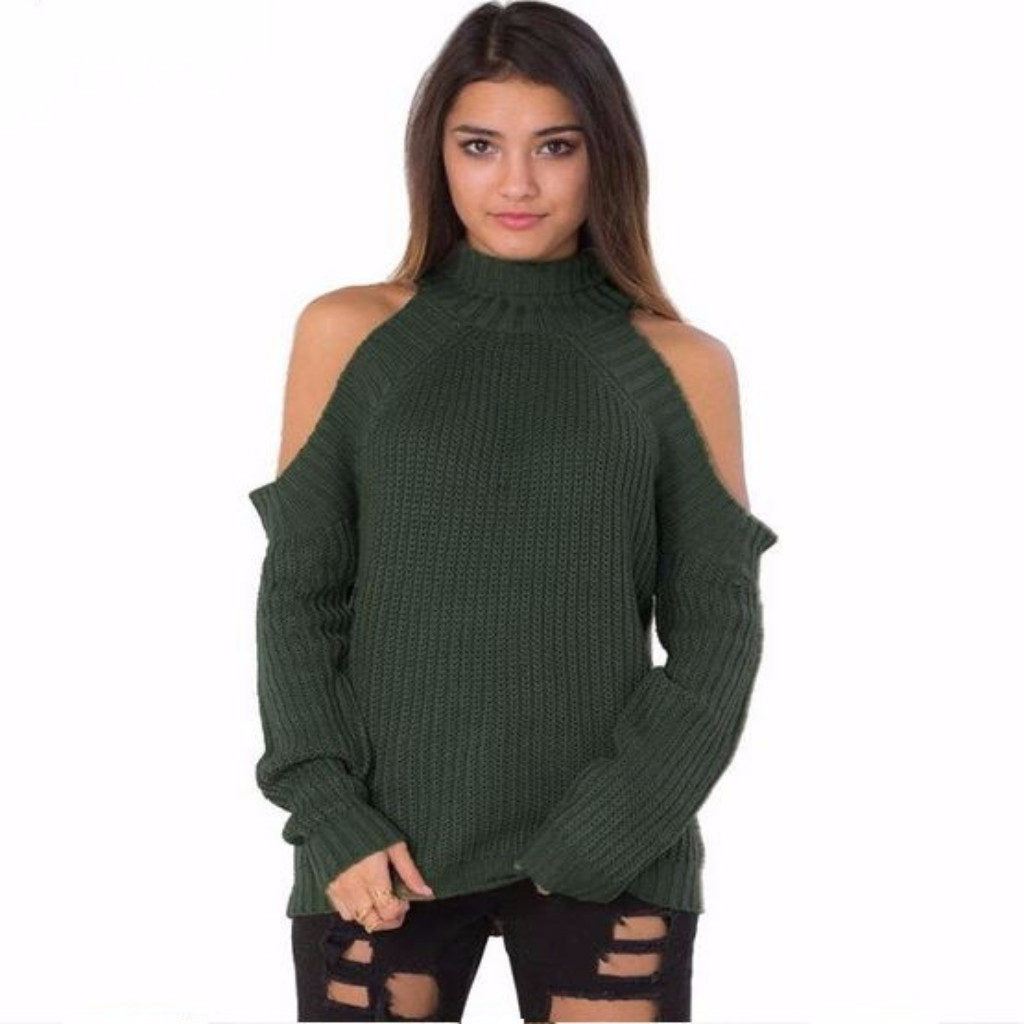 Off shoulder pullover Fabulous sexy sweater with off shoulder design, to show sexy smooth shoulder, ribbed neckline, cuff and hemline. It will let you outstanding in the crowd.