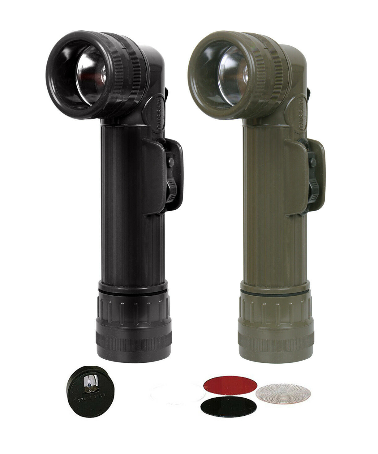 Genuine GI Angle Head Combat Flashlight Tactical Plastic DCell Battery