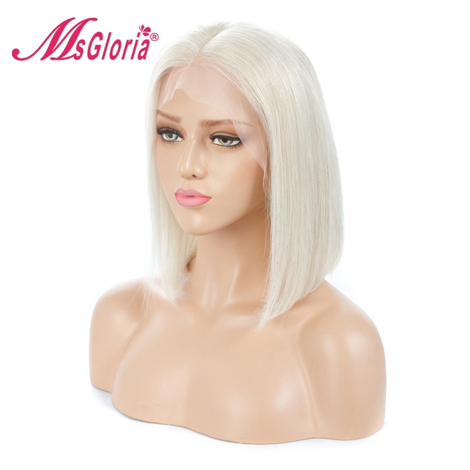 Real Platinum Blonde Color 60 Glueless Lace Front Human Hair Wigs Pre