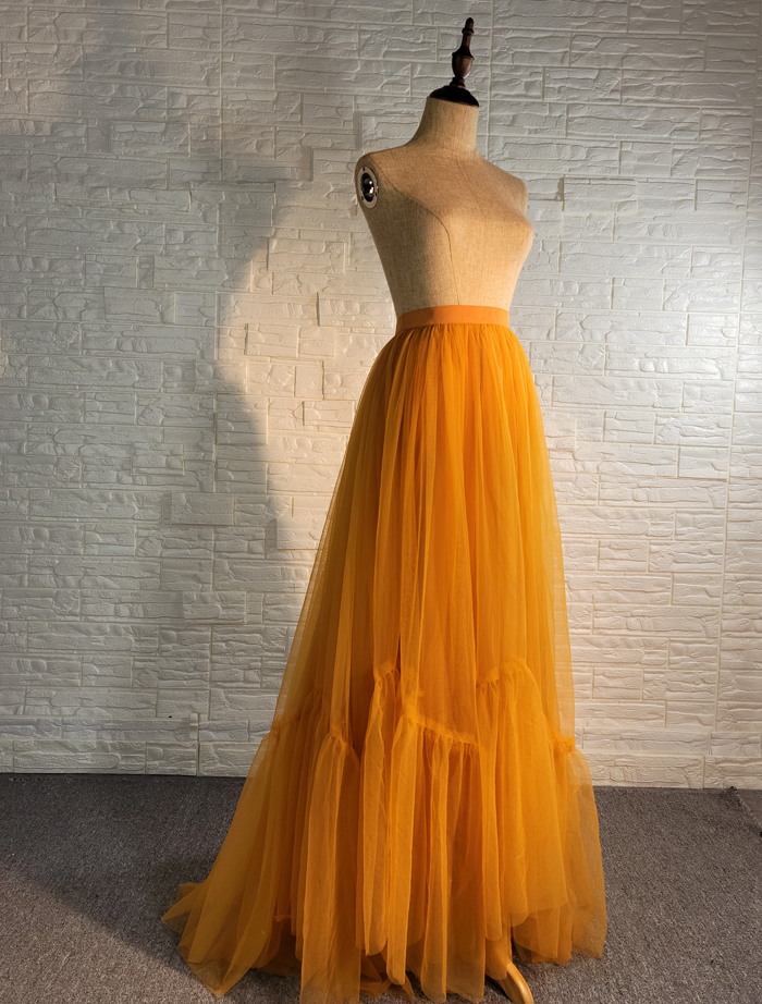 Rust Tiered Tulle Skirt Wedding Outfit Full Long Tulle Skirt High Waisted Plus