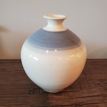 Studio Pottery Vase, Kim Chapman, NC Pottery, Handmade Ceramic Vase, Blue White image 1