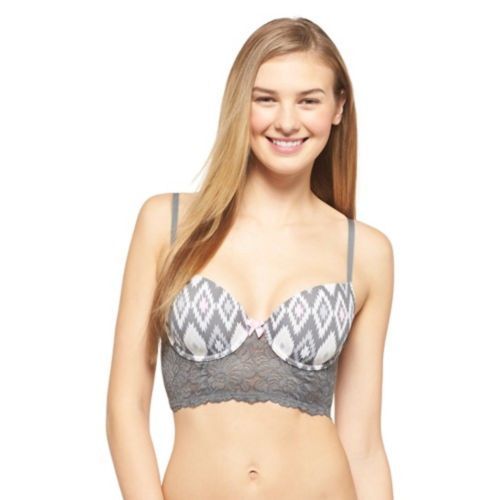 Image of Xhilaration Perfect Longline Camisole Lace Padded Bra Aztech Floral Gray