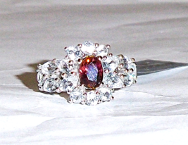 Multi-Color Tourmaline Oval Solitaire &amp; White Topaz Ring, Size 7, 3.91(T... - $35.99
