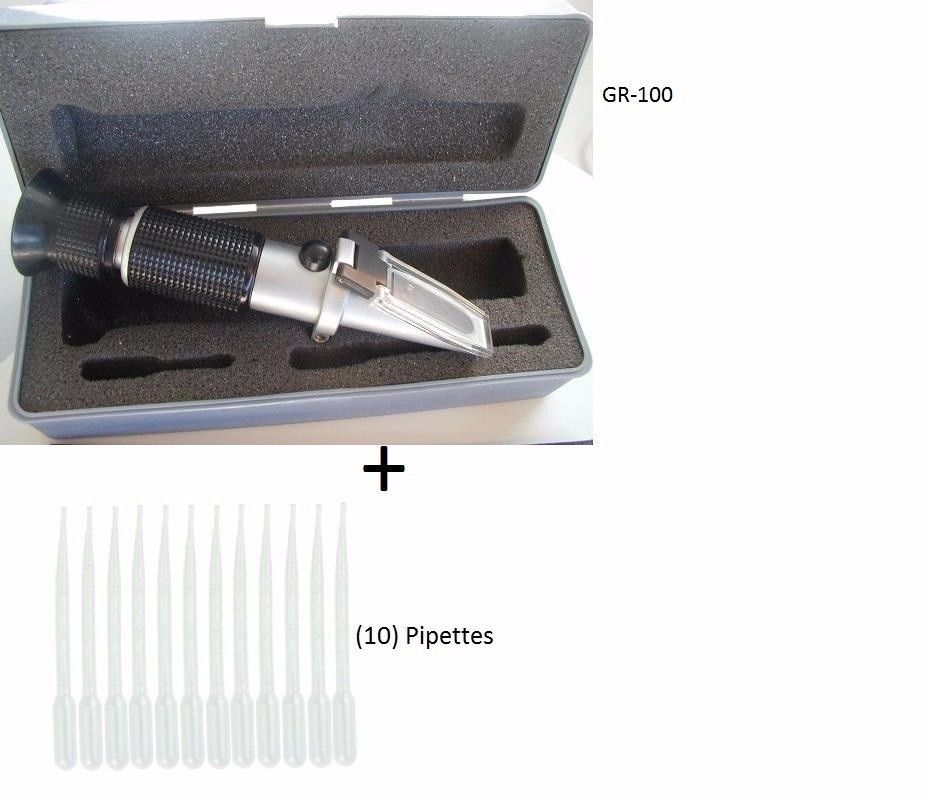 Image of GR-100 0-100% Glycerin in Water Refractometer, Antifreeze Glycerine+ 10 pipettes