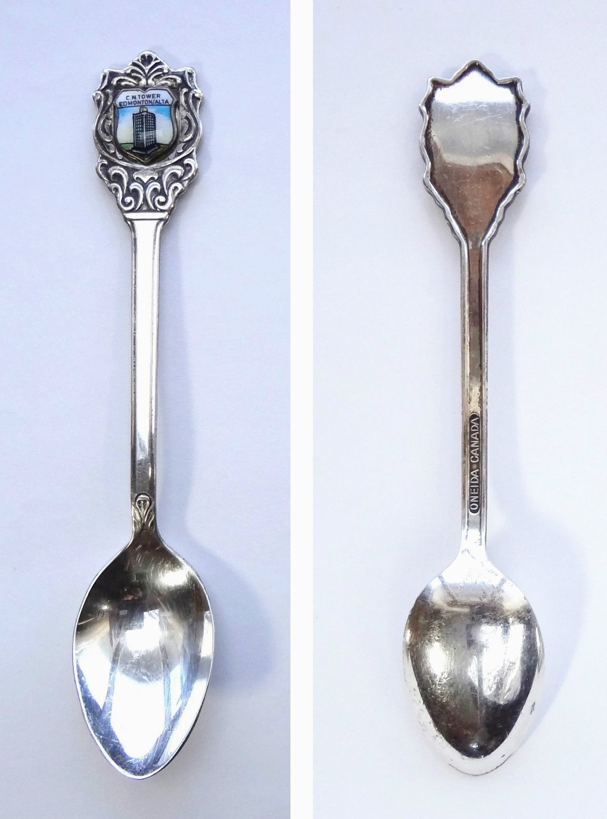 Collector Souvenir Spoon Canada Alberta Edmonton C.N. Tower Porcelain