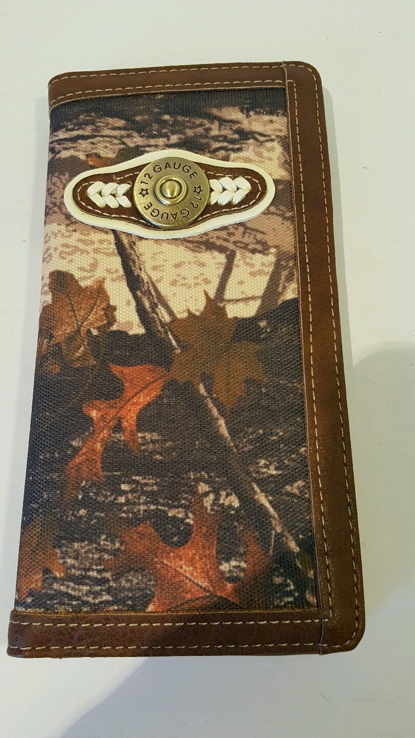 12 gauge Roper leather wallet long Realtree camo Brown - Wallets