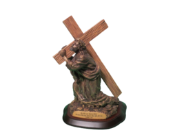  Danbury Mint No Greater Love Jesus Carrying Cross Ceramic Resin Figurin... - $20.79