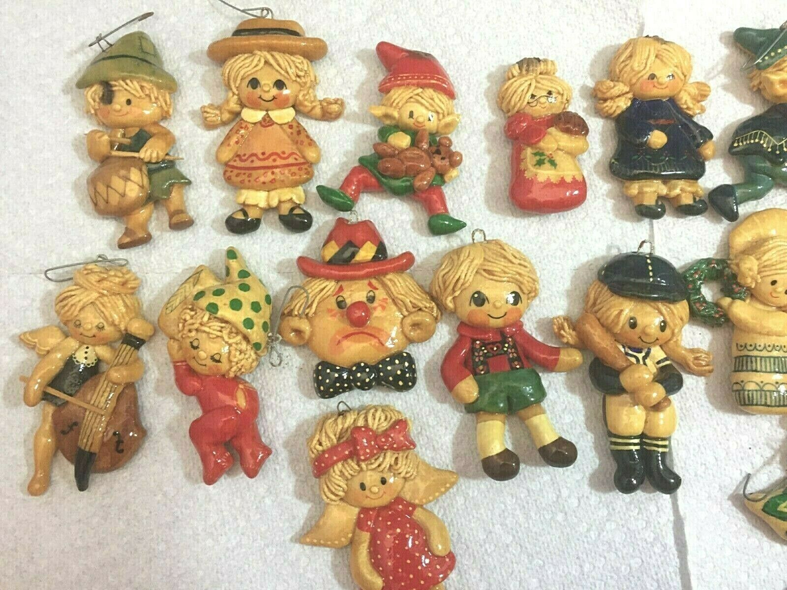 Vintage Lot of 20 SALT Bread Dough Christmas Tree Ornaments Handmade