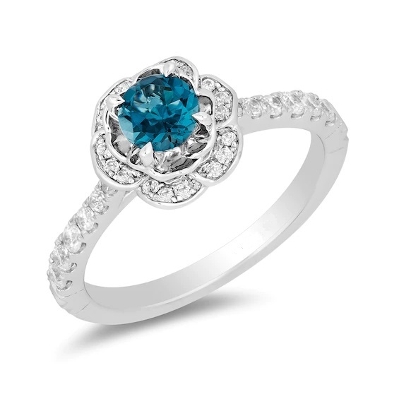 Enchanted Disney Cinderella London Blue Topaz & Diamond Frame Engagemen rings