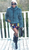 New Designer Bloomingdale's Blue color fox Fur Coat jacket Stroller Sz 8 - $1,484.01