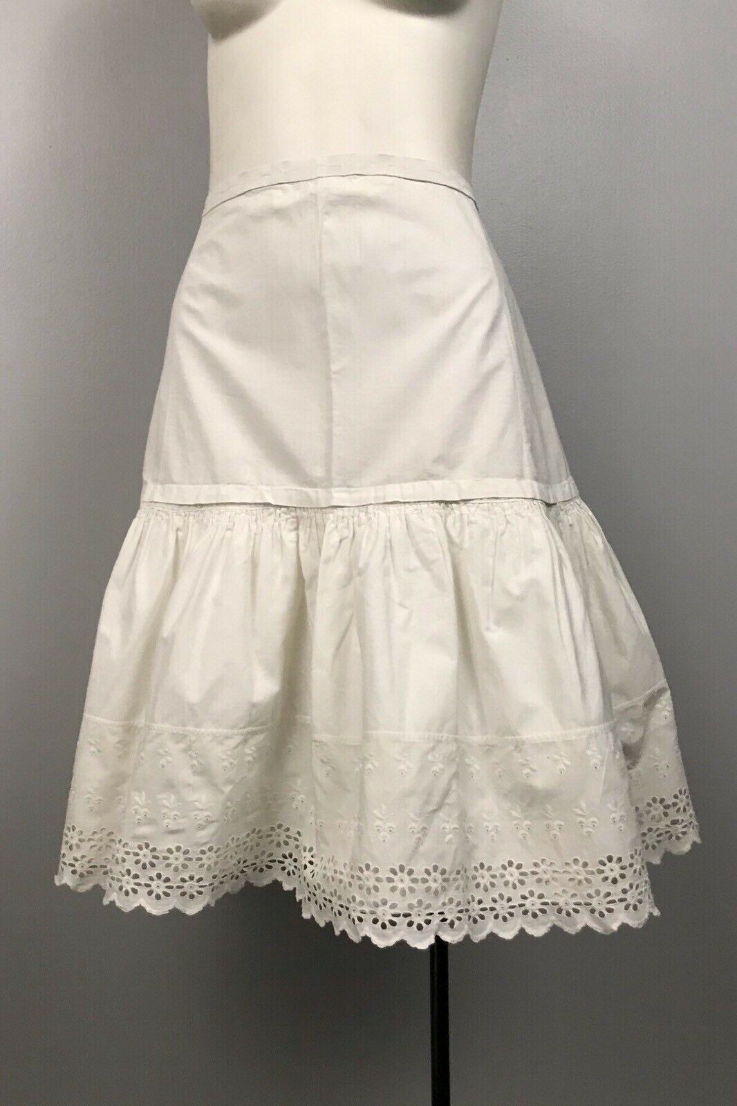 1920s Slip Skirt / White Eyelet Trim Petticoat Flapper Lingerie ...