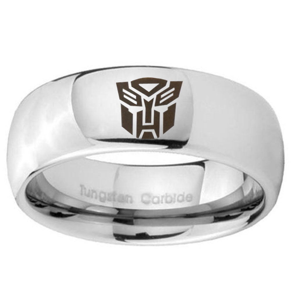 Transformers Autobot 8mm Dome Tungsten Carbide Engraved Ring - Bands ...