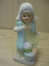 Ceramic Statue Little Girl Playing Dress Up Figurine - $7.95