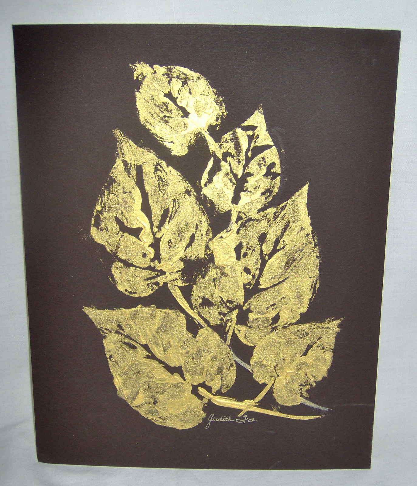 Primary image for Original Painting Gold Leaves Signed Artwork by Judith Fox Unframed