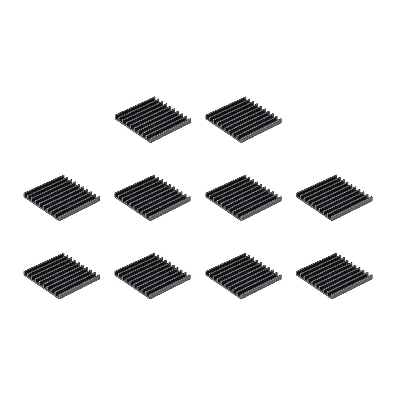 Uxcell Parallel Line Notch Heatsink for MOS GPU IC Chip Black 28 x 28 x 3 mm 10p