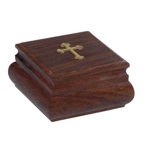 Handmade Christian Orthodox Wooden Olive Wood Storage Box with Decorative Cro...