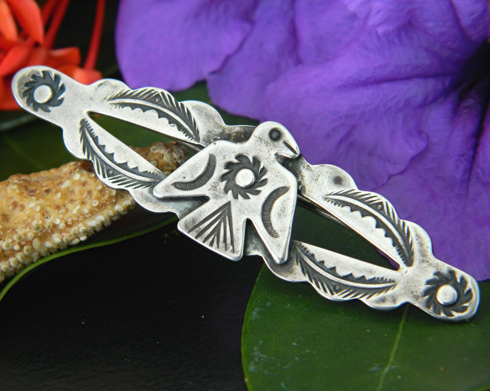 Insect/Nature Themed Amber Sterling Silver Brooch Pin/Clip In Vintage