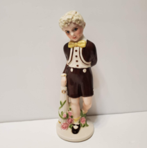 Vintage Holland Mold Figurine of Victorian Boy, Hand Painted and Signed Su'Ben