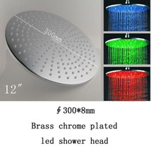 12" Round Temperature Sensor Changing Color LED Showerhead, Polished Chrome - $149.26