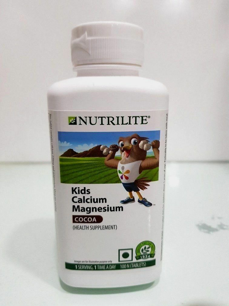 Amway NUTRILITE Kids Calcium Magnesium Cocoa 100 N Tablets Free