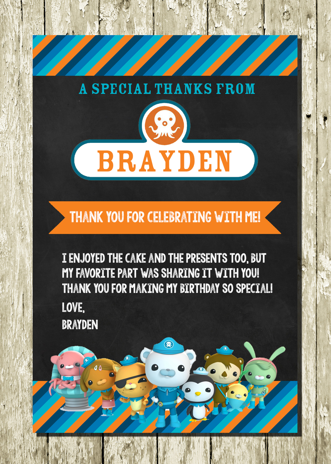 Octonauts Personalized Printed Birthday Thank You Cards Notes Invitations And Announcements 6706