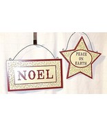 Sunset Vista Designs Wooden Holiday Noel &amp; Peace on Earth Star Hanging S... - $20.99