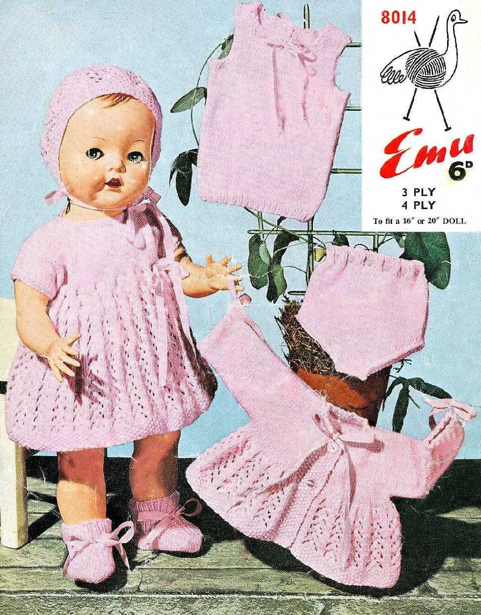 Vintage knitting pattern for baby dolls/reborns. Emu 8014 ...