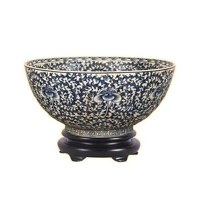 Vintage Style Blue and White Chinoiserie Porcelain Bowl 12