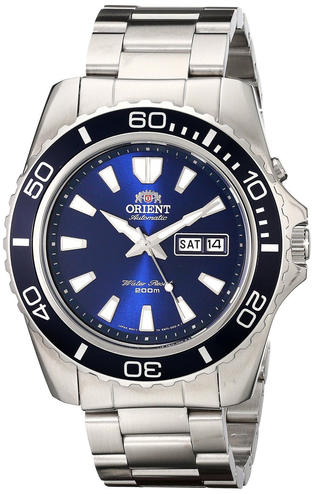 Orient #EM75002D Men's Mako XL Stainless Steel Blue Dial Automatic Dive Watch